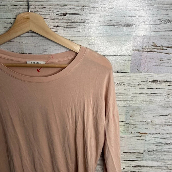 ARITZIA | BABATON Norris  T-Shirt Stretch Jersey Knit 3/4 Sleeve xs pink peach - Picture 4 of 8
